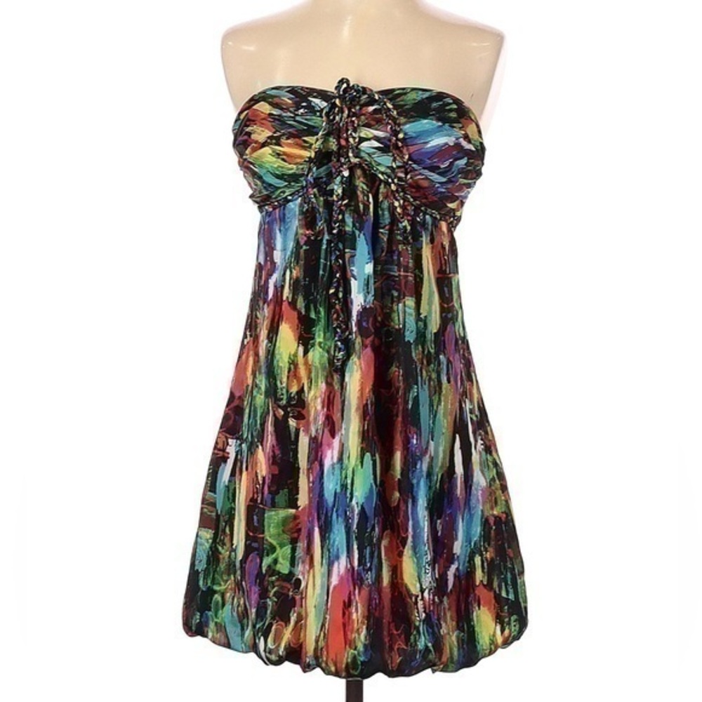 Josh & Jazz Colorful Rainbow Cocktail Summer Dress, Size S